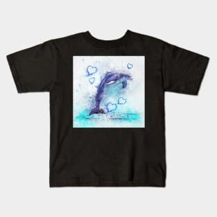 Dolphin Watercolor Graphic Art Cute Dolphin Lover Home Decor & Gifts Kids T-Shirt